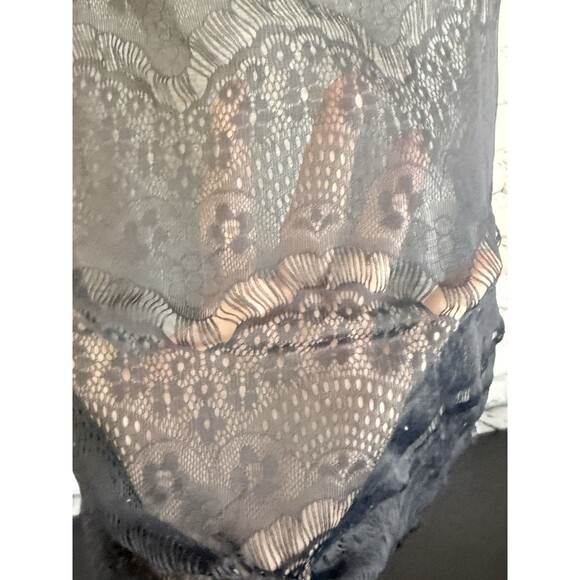 Andrea Missy Top Shirt Gray/Blue Lacy Raw Hem Med - Picture 5 of 8